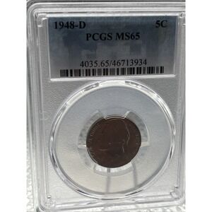 1948-D 5c Jefferson Nickel PCGS MS65 - Toned - Nice Looking Coin